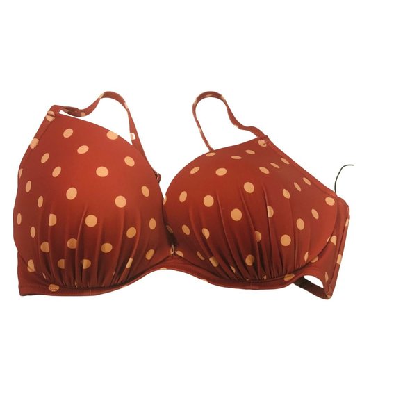 Shade And Shore Women's Size 36D Bikini Swim Top Underwire Brown Polka Dot New - Picture 1 of 13
